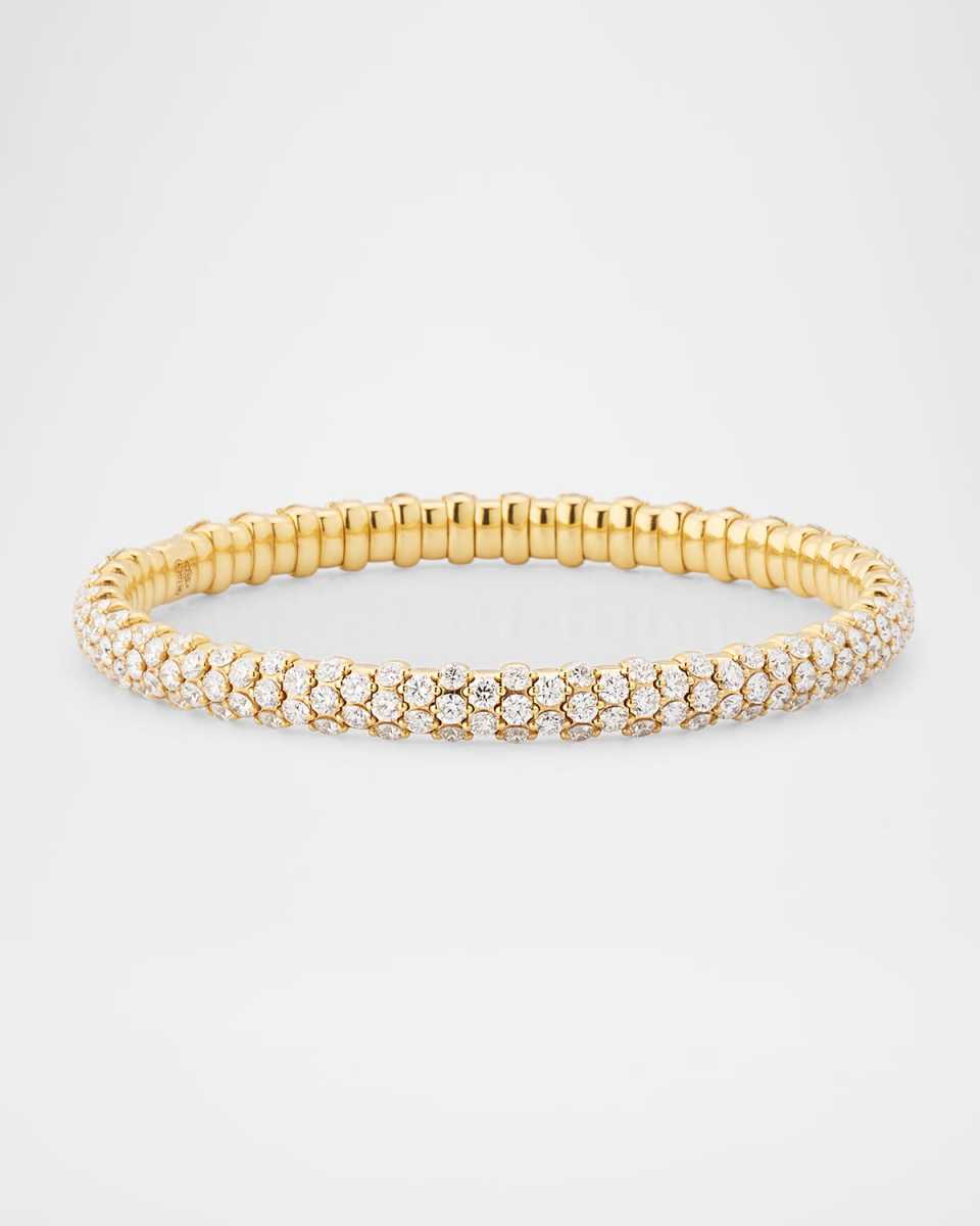 18K Yellow Gold Stretch Bracelet with Diamonds, 6.75"L